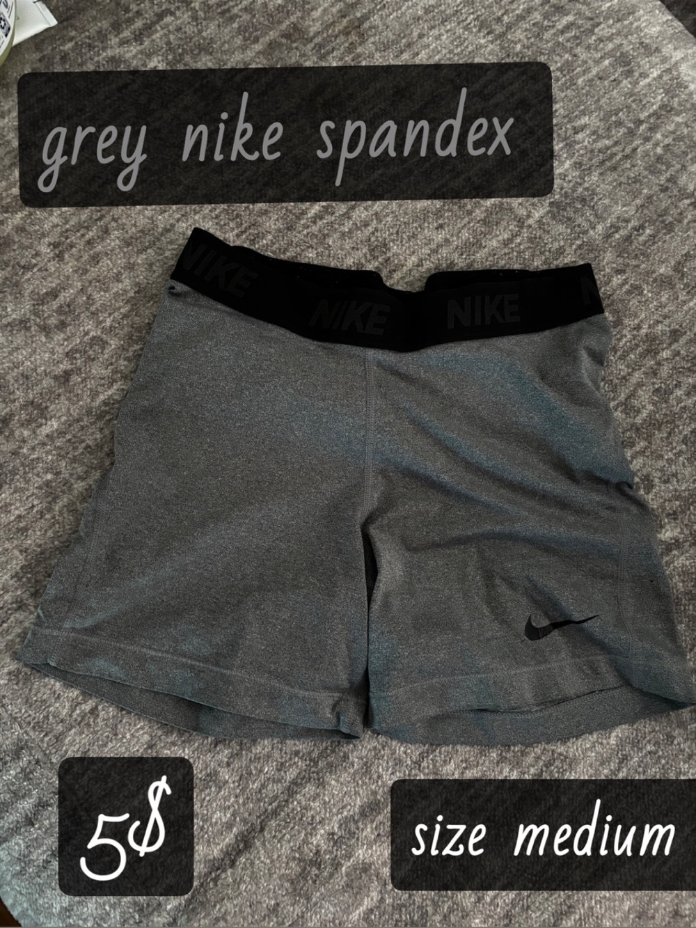 Nike Women's Grey Athletic Spandex Shorts with Black Waistband